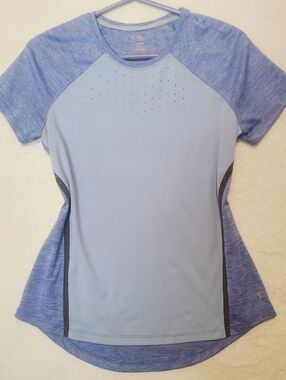 Danskin Now Light Blue and Heathered Blue Short-Sleeve Performance Top